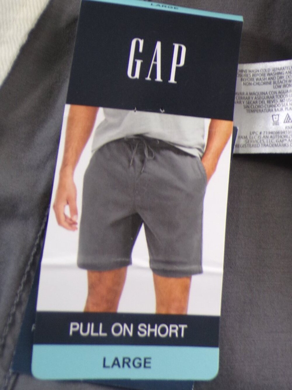 GAP Men's Pull-On Stretch Shorts Medium Gray Castlerock Drawstring NWT 6" Inseam